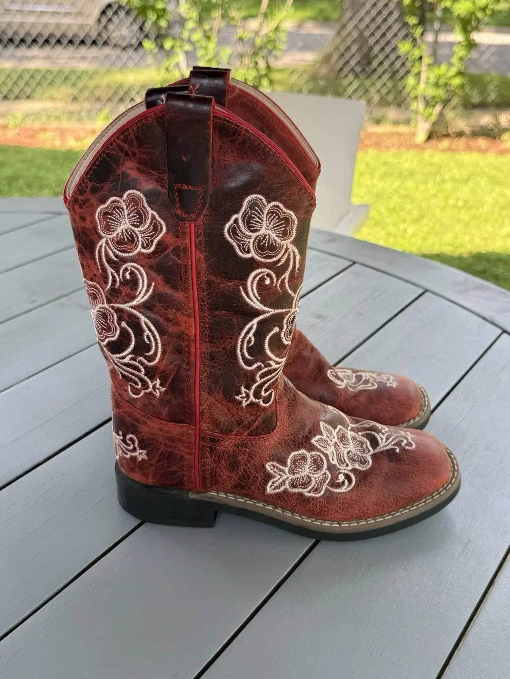 Shyanne Girls Lasy Floral Embroidered Cowboy Western Boot BSGFA22P12 size 2